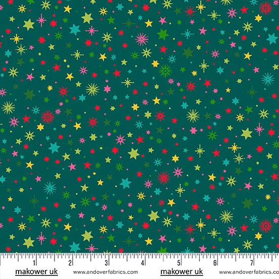 Christmas Brights Green Starlight Fabric