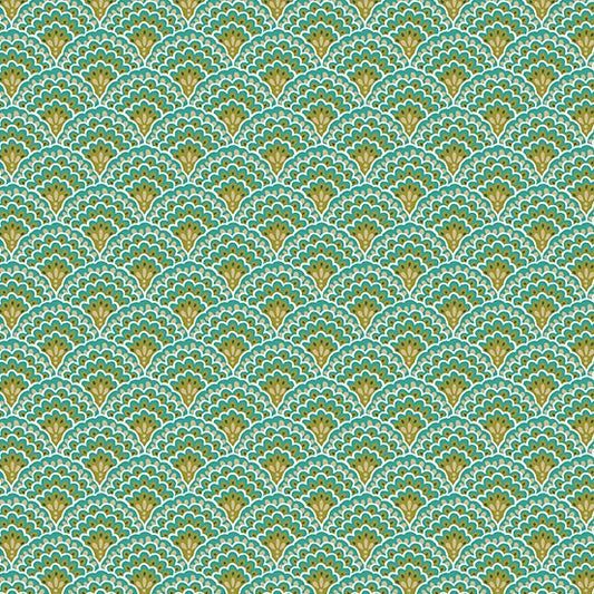 Makower Luxe Scallop Green Fabric