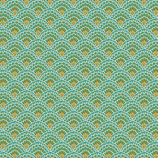 Makower Luxe Scallop Green Fabric