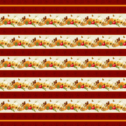 Turkey Talk Border Strip Burgundy Fabric
