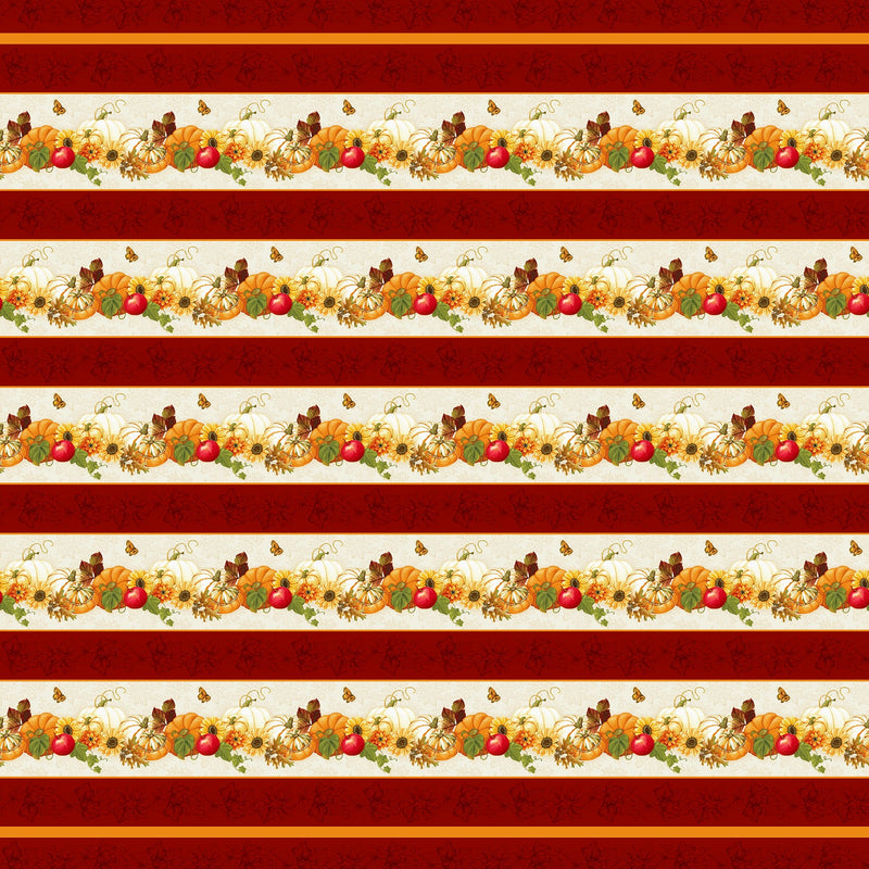 Turkey Talk Border Strip Burgundy Fabric