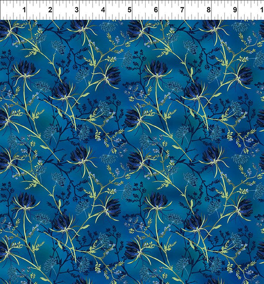 La Luna - Blooms - Blue Night - Yardage