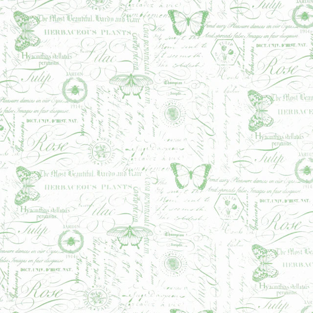 Deborah's Garden Toile White Green Fabric