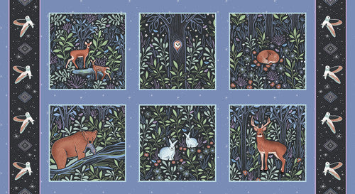 Woodland Magic Periwinkle Panel 24" x 40"- 8005-77 P