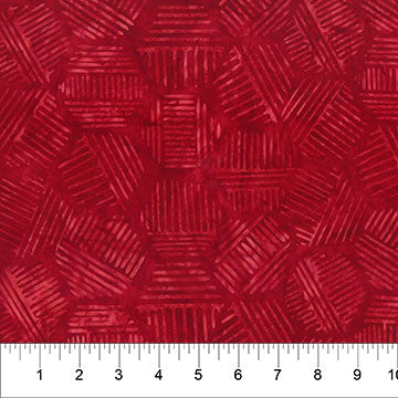 Hexies Batiks Dark Red Fabric