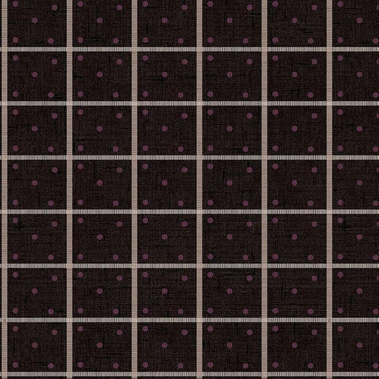 Blackberry Bramble - Dots & Stripes - Black - Yardage