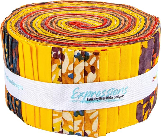 Wildflowers Expressions Batiks - 2.5" Strips, 40 pcs - Sunset B - Jelly Roll