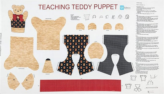 Teaching Teddy Puppet Panel, QT Fabrics
