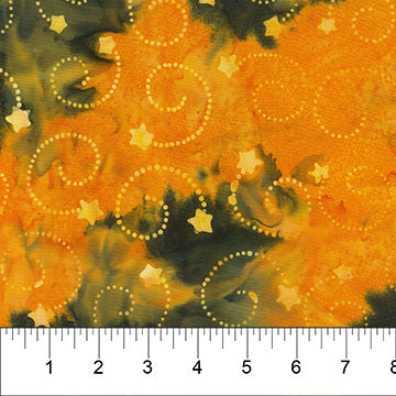 Midnight Magic Batiks Cheese Sauce Swirl Stars Fabric