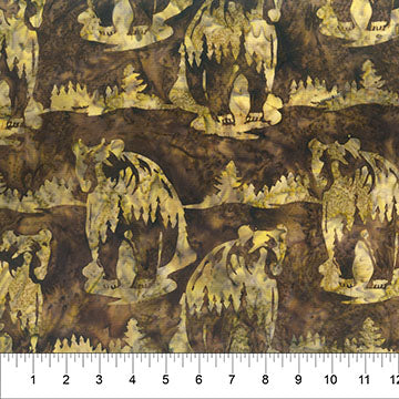Wild Country Bear Coffee Fabric