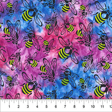 Buzzy Bee Batik - Bees - Magenta/Multi- Yardage