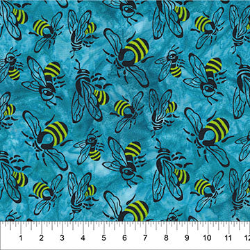 Buzzy Bee Batik - Bees - Turquoise - Yardage