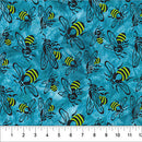 Buzzy Bee Batik - Bees - Turquoise - Yardage