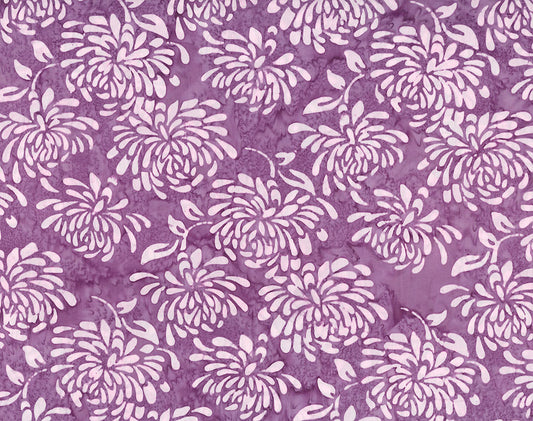 Floral Tapestry Batik - Water Lilies - Plum - Yardage