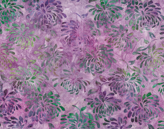 Floral Tapestry Batik - Water Lilies - Violet - Yardage