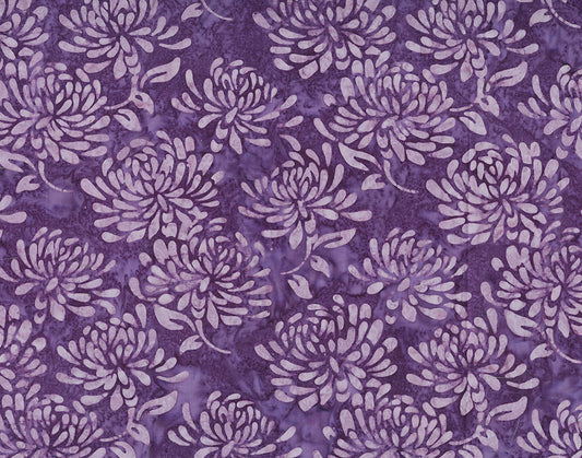 Floral Tapestry Batik - Water Lilies - Amethyst - Yardage