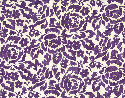 Floral Tapestry Batik - Roses - Deep Violet - Yardage