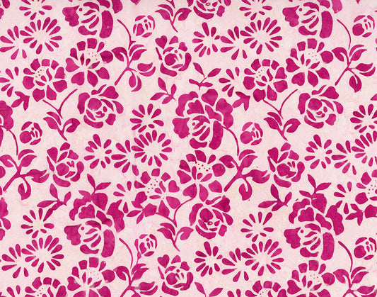 Floral Tapestry Batik - Petals - Midnight Pink - Yardage