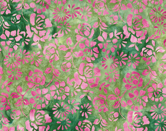 Floral Tapestry Batik - Petals - Citrus Green - Yardage