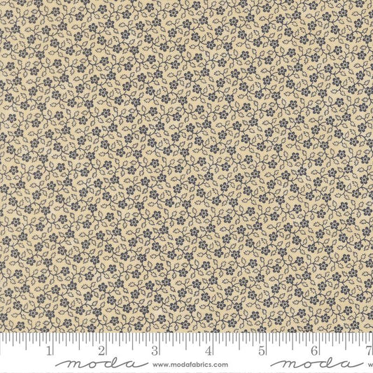 Bluebirds Nest - Floral Vine - Tan / Blue - Yardage