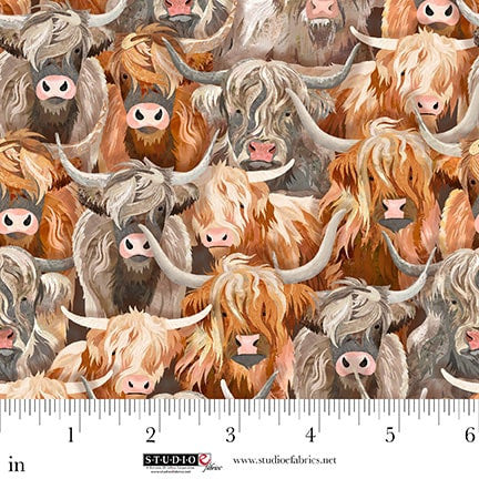 Highlander - Gingerbread Cow Crowd - Yardage