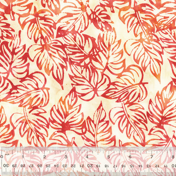 Anthology Be Colourful Breezy Brights Batik Leaves Cherry Fabric