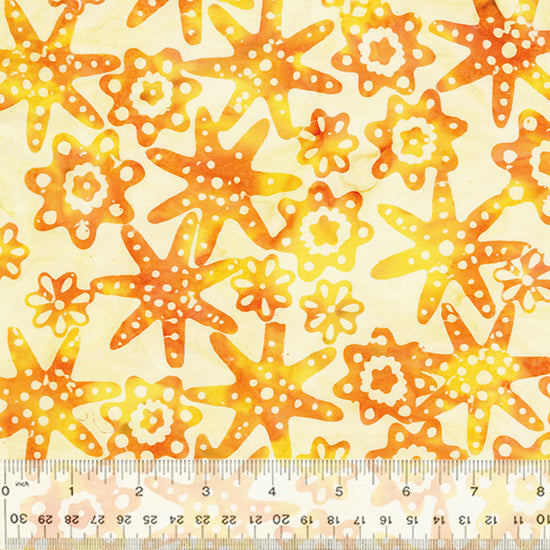 Anthology Be Colourful Breezy Brights Batik Starfish Orange Fabric