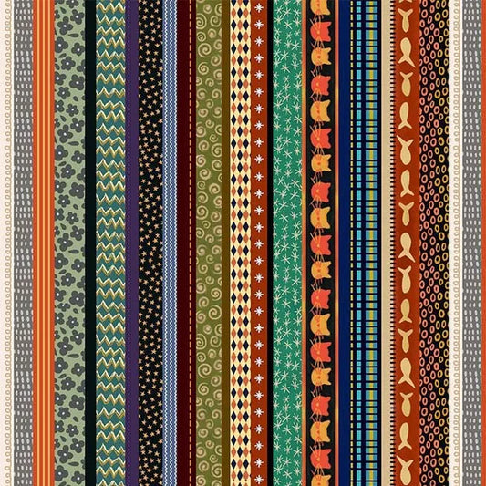 Purrsuit of Coffeeness Purrfect Stripe DDC12488-MULT-D Yardage