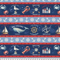 At The Helm Nautical Repeating Border Stripe Yardage