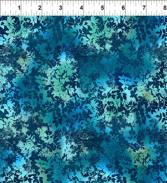 La Luna -  Leaves - Teal - Yardage