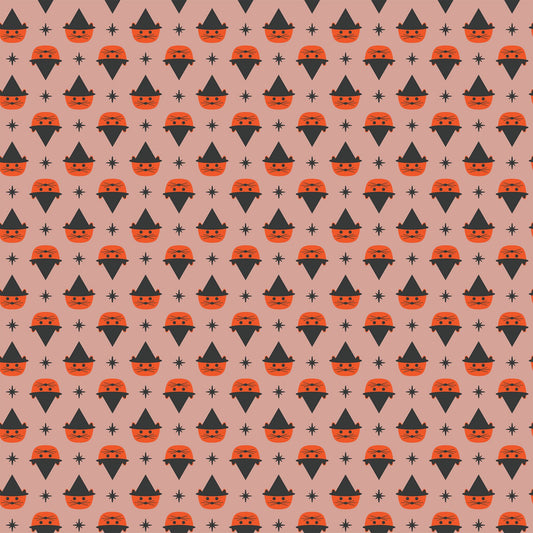Ghost Town Cat Witches Orange Fabric
