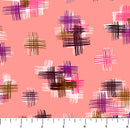 Painted Garden Crosshatch Coral Fabric