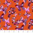 Painted Garden Butterflies Orange Fabric