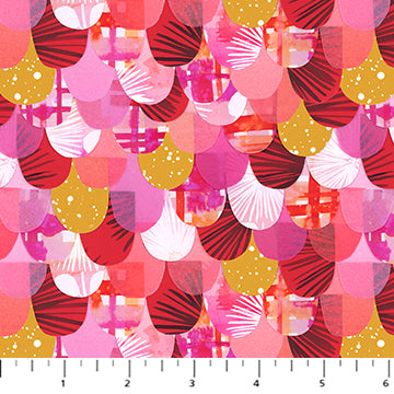 Painted Garden Scallops Orange Fabric