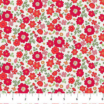 Floral Romance - Rosa - Red - Yardage