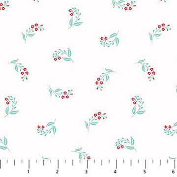 Floral Romance - Speedwell - White - Yardage