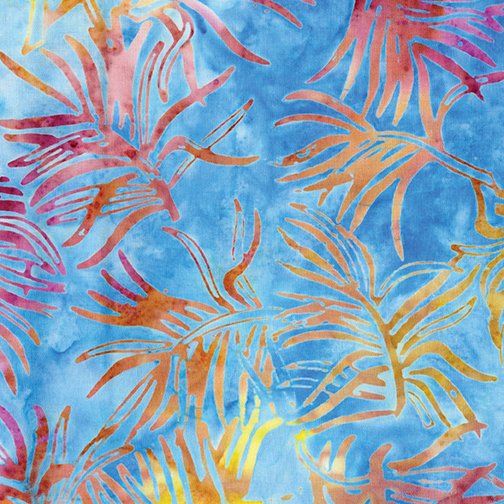 Bali Hawaii 2 Palm Fronds Blue Yardage