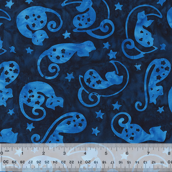 Anthology Novelty - Cat Nap Night Sky Batik Fabric