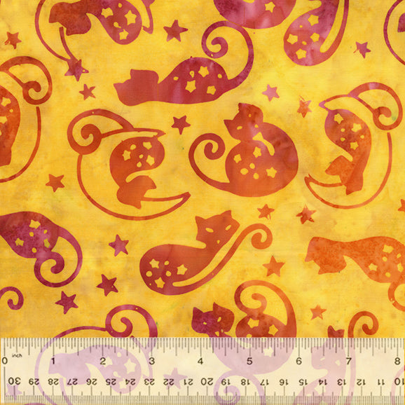 Anthology Novelty - Cat Nap Sunlight Batik Yellow Fabric