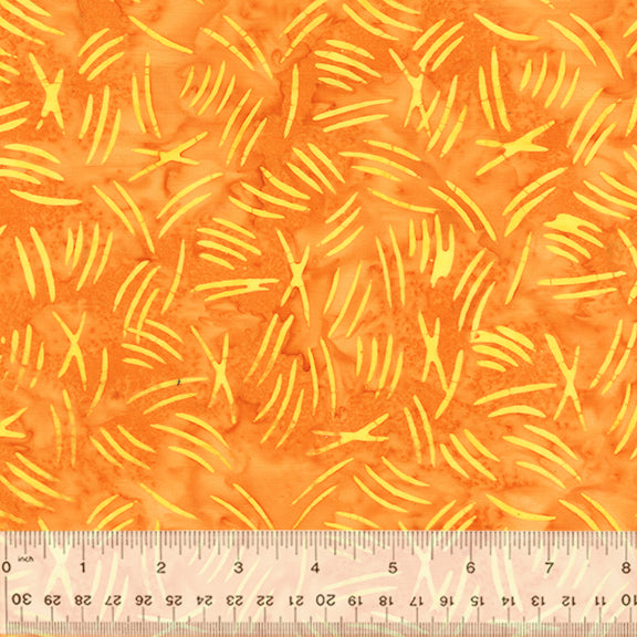 Anthology Novelty - Cat Nap Cat Scratch Sunburst Batik Orange Fabric