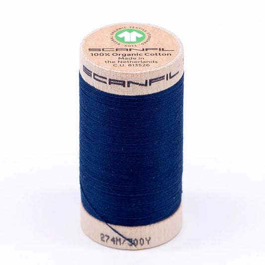 Scanfil Organic Cotton Thread 30/2 wt 300 yards Sailor Blue 4865