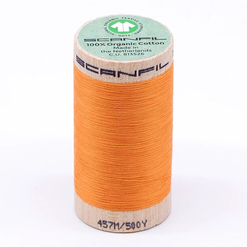 Scanfil Organic Cotton Thread 50/2 wt 500 yards Blazing Orange 4804