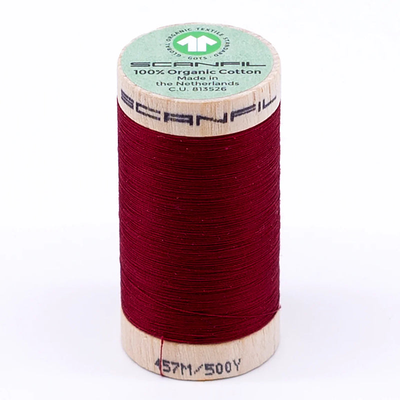 Scanfil Organic Cotton Thread 50/2 wt 500 yards Crimson 4806