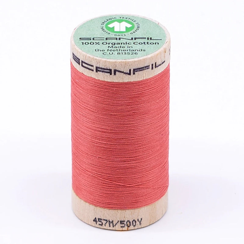 Scanfil Organic Cotton Thread 50/2 wt 500 yards Burnt Coral 4807