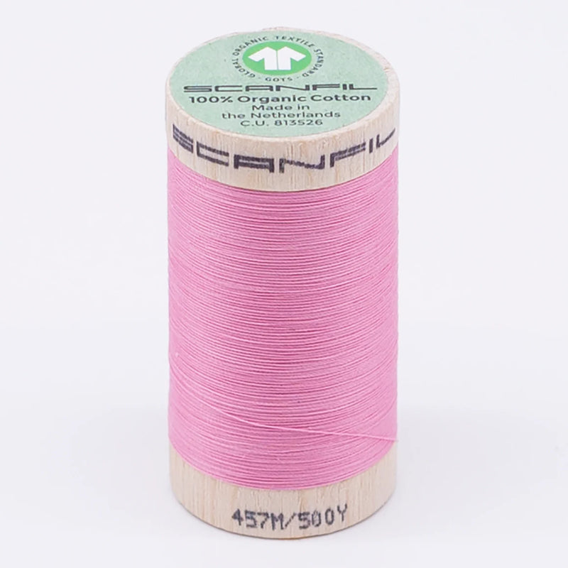 Scanfil Organic Cotton Thread 50/2 wt 500 yards Candy Pink 4809