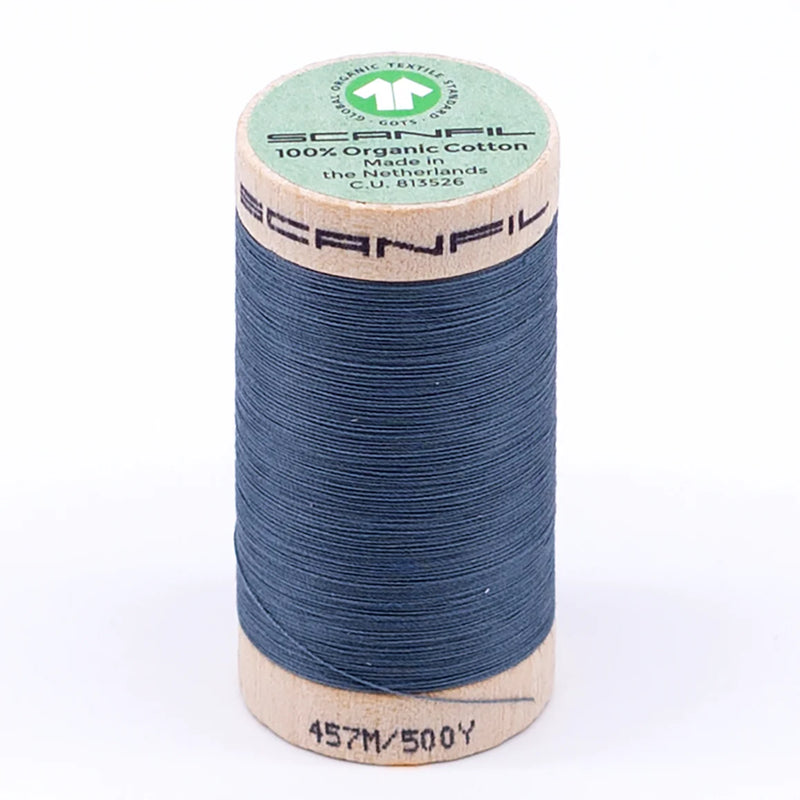 Scanfil Organic Cotton Thread 50/2 wt 500 yards Aegean Blue 4819