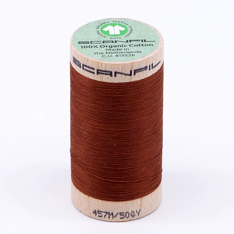 Scanfil Organic Cotton Thread 50/2 wt 500 yards Baked Clay 4828