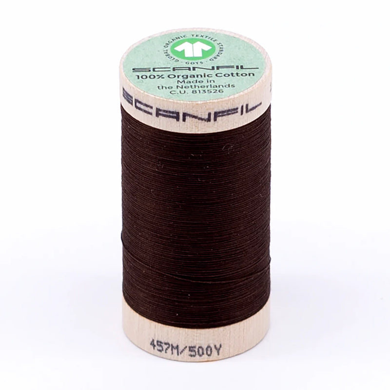 Scanfil Organic Cotton Thread 50/2 wt 500 yards Cocoa Brown 4829