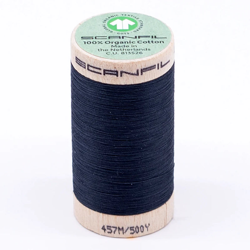 Scanfil Organic Cotton Thread 50/2 wt 500 yards Midnight Navy 4846