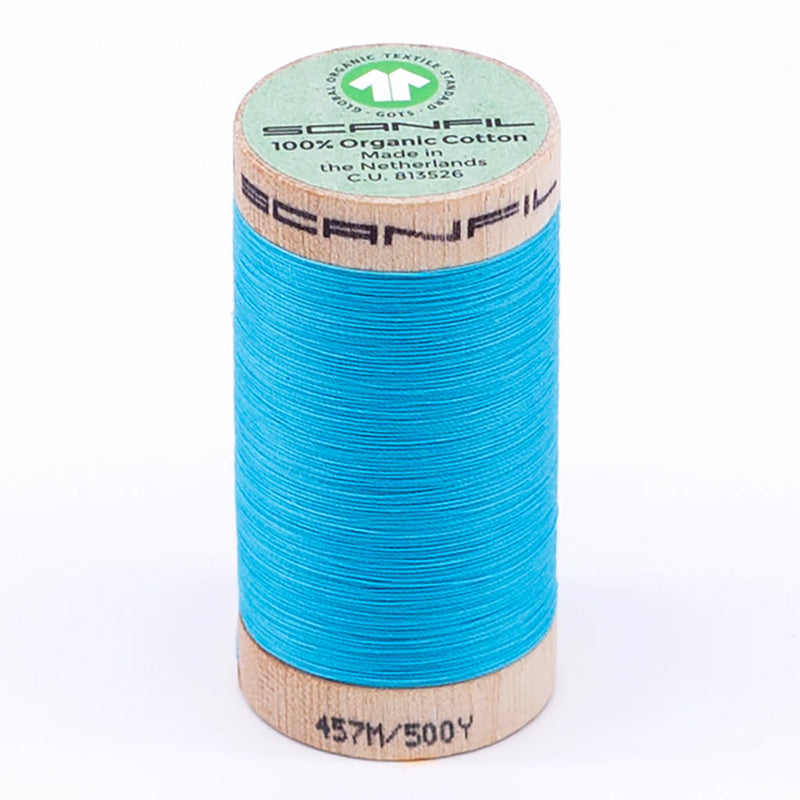 Scanfil Organic Cotton Thread 50/2 wt 500 yards Blue Atoll 4848